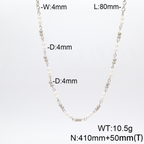 Stainless Steel Necklace  Shell Beads  6N3000911vhnv-908