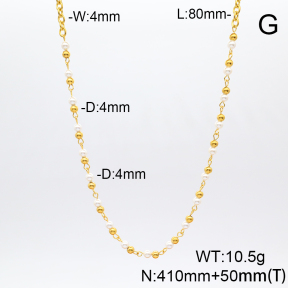 Stainless Steel Necklace  Shell Beads  6N3000912vhov-908