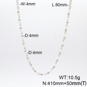 Stainless Steel Necklace  Shell Beads  6N3000913vhnv-908