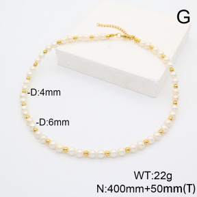 Stainless Steel Necklace  Shell Beads  6N3000914vhmv-908
