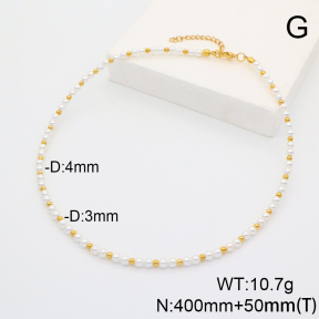 Stainless Steel Necklace  Shell Beads  6N3000916vhnv-908