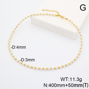 Stainless Steel Necklace  Shell Beads  6N3000918vhov-908
