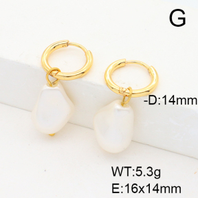 Stainless Steel Earrings  Imitation Baroque Glass Pearl  6E3002518bhva-G037