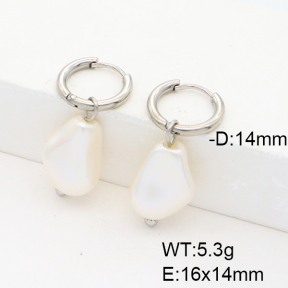 Stainless Steel Earrings  Imitation Baroque Glass Pearl  6E3002519vbpb-G037