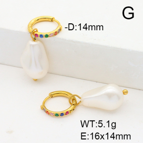 Stainless Steel Earrings  Imitation Baroque Glass Pearl & Zircon  6E3002522vhkb-G037