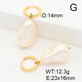 Stainless Steel Earrings  Imitation Baroque Glass Pearl  6E3002524vhha-G037