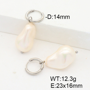 Stainless Steel Earrings  Imitation Baroque Glass Pearl  6E3002525bhva-G037
