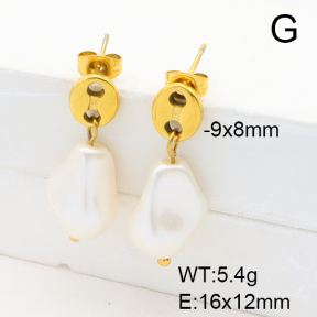 Stainless Steel Earrings  Imitation Baroque Glass Pearl  6E3002530bhva-G037