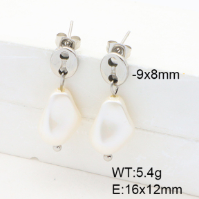 Stainless Steel Earrings  Imitation Baroque Glass Pearl  6E3002531vbpb-G037