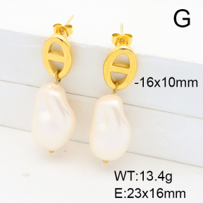 Stainless Steel Earrings  Imitation Baroque Glass Pearl  6E3002532bhia-G037