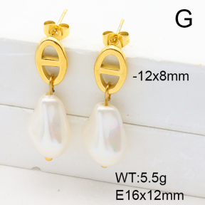 Stainless Steel Earrings  Imitation Baroque Glass Pearl  6E3002534bhva-G037