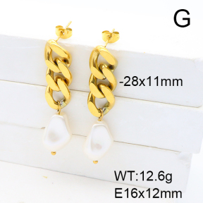 Stainless Steel Earrings  Imitation Baroque Glass Pearl,Handmade Polished  6E3002536ahlv-G037
