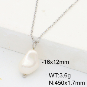 Stainless Steel Necklace  Imitation Baroque Glass Pearl  6N3001575aakl-G037