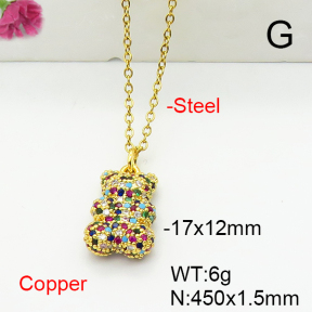 Fashion Copper Bear Necklaces  TN6001163vbnb-G030