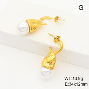 Stainless Steel Earrings  Shell Beads,Handmade Polished  6E3002540bhia-066