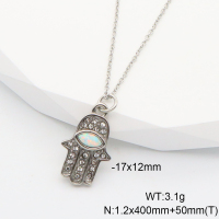 Stainless Steel Necklace  Czech Stones & Synthetic Opal,Handmade Polished  6N4004031vhha-106D