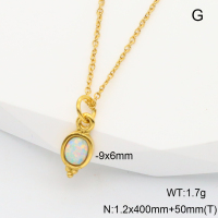 Stainless Steel Necklace  Synthetic Opal,Handmade Polished  6N4004032bhva-106D
