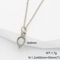 Stainless Steel Necklace  Synthetic Opal,Handmade Polished  6N4004033vbpb-106D