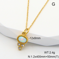 Stainless Steel Necklace  Czech Stones & Synthetic Opal,Handmade Polished  6N4004034vhkb-106D