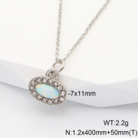 Stainless Steel Necklace  Czech Stones & Synthetic Opal,Handmade Polished  6N4004037bhva-106D