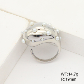 Stainless Steel Ring  Plastic Imitation Pearls,Handmade Polished  6R3000228vhha-066