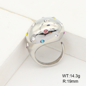 Stainless Steel Ring  Czech Stones,Handmade Polished  6R3000231vhha-066