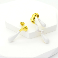 Stainless Steel Earrings  Enamel,Handmade Polished  WT:6.9g  E:39x14mm  GEE001198vhkb-066
