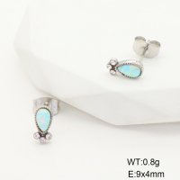 Stainless Steel Earrings  Czech Stones & Synthetic Opal ,Handmade Polished  GEE001206vhmv-700