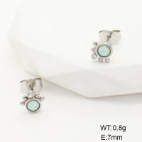 Stainless Steel Earrings  Czech Stones & Synthetic Opal ,Handmade Polished  GEE001208bhia-700