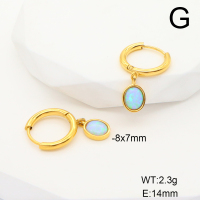 Stainless Steel Earrings  Synthetic Opal ,Handmade Polished  GEE001209vhov-700