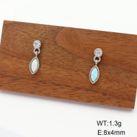 Stainless Steel Earrings  Czech Stones & Synthetic Opal ,Handmade Polished  GEE001212vhnl-700