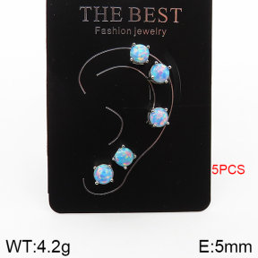 Stainless Steel Body Jewelry  Opal & Casting  5PU500289bkab-256