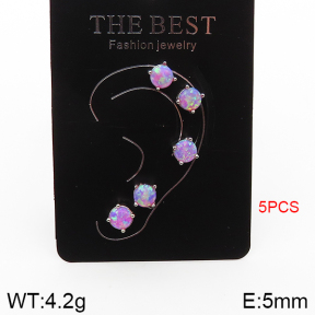 Stainless Steel Body Jewelry  Opal & Casting  5PU500290bkab-256