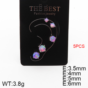 Stainless Steel Body Jewelry  Opal & Casting  5PU500292bkab-256