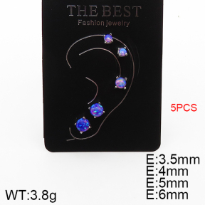 Stainless Steel Body Jewelry  Opal & Casting  5PU500294bkab-256