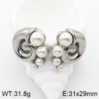 Stainless Steel Earrings  Plastic Imitation Pearls,Handmade Polished  5E3001354bhva-066