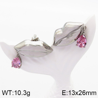Stainless Steel Earrings  Zircon,Handmade Polished  5E4002726bhva-066