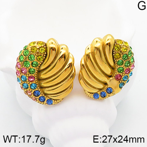 Stainless Steel Earrings  Czech Stones,Handmade Polished  5E4002736bhia-066