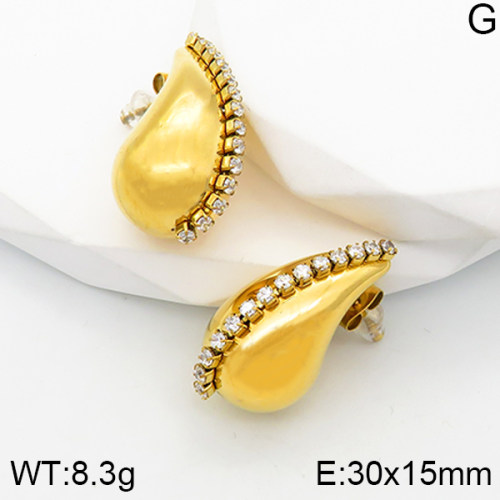 Stainless Steel Earrings  Zircon,Handmade Polished  5E4002744ahlv-066