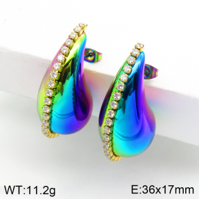 Stainless Steel Earrings  Zircon,Handmade Polished  2E4002566vhmv-066