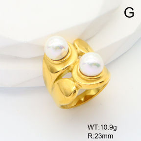 Stainless Steel Ring  6-8#  Shell Beads,Handmade Polished  6R3000233bhia-066