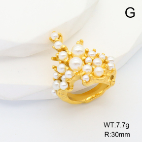 Stainless Steel Ring  6-8#  Plastic Imitation Pearls,Handmade Polished  6R3000234bhia-066