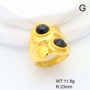 Stainless Steel Ring  6-8#  Zircon,Handmade Polished  6R4000876bhia-066