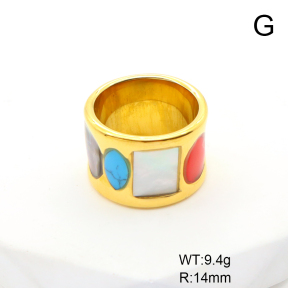 Stainless Steel Ring  6-8#  Shell & Stones,Handmade Polished  6R4000877bhia-066