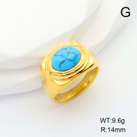 Stainless Steel Ring  6-8#  Synthetic Turquoise,Handmade Polished  6R4000889bhia-066