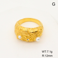 Stainless Steel Ring  6-8#  Plastic Imitation Pearls & Czech Stones,Handmade Polished  GER000825bhva-066