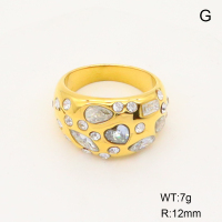 Stainless Steel Ring  6-8#  Zircon & Czech Stones,Handmade Polished  GER000826bhia-066