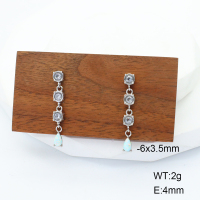 Stainless Steel Earrings  316L Synthetic Opa & Zircon,Handmade Polished  6E4003909bhki-G034