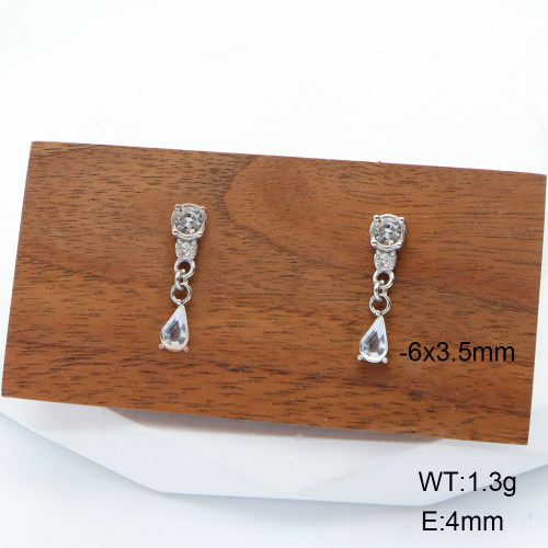 Stainless Steel Earrings  316L Czech Stones & Zircon,Handmade Polished  6E4003913bvpl-G034