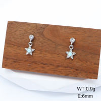 Stainless Steel Earrings  316L Synthetic Opal & Czech Stones & Zircon,Handmade Polished  6E4003917bhki-G034
